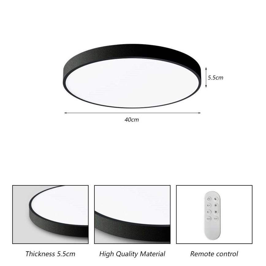 Immax NEO 07248L - Plafón LED regulable NEO LITE SEMPLICI LED/36W/230V 3000-6000K Wi-Fi Tuya negro + control remoto
