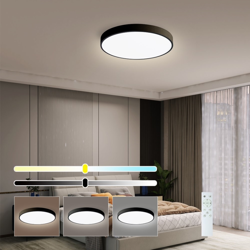 Immax NEO 07248L - Plafón LED regulable NEO LITE SEMPLICI LED/36W/230V 3000-6000K Wi-Fi Tuya negro + control remoto