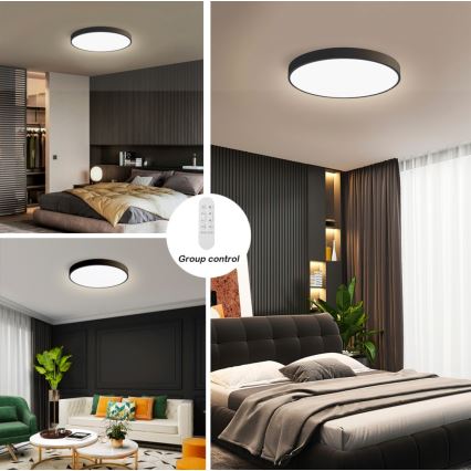 Immax NEO 07249L - Plafón LED regulable NEO LITE SEMPLICI LED/48W/230V 3000-6000K Wi-Fi Tuya negro + control remoto