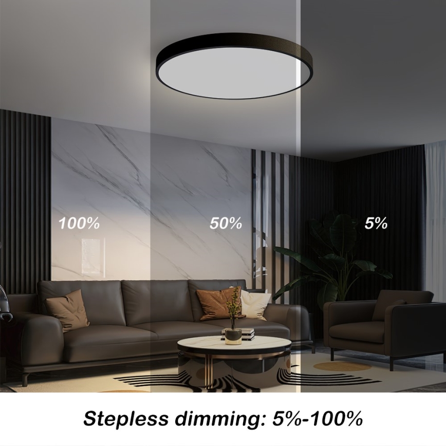 Immax NEO 07249L - Plafón LED regulable NEO LITE SEMPLICI LED/48W/230V 3000-6000K Wi-Fi Tuya negro + control remoto