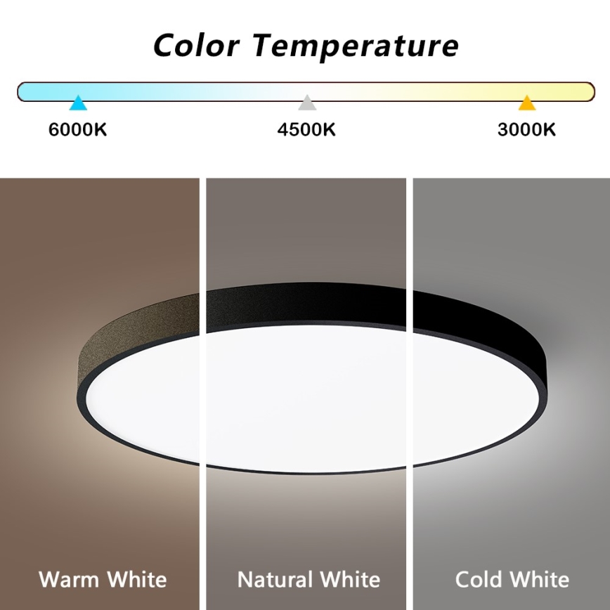 Immax NEO 07249L - Plafón LED regulable NEO LITE SEMPLICI LED/48W/230V 3000-6000K Wi-Fi Tuya negro + control remoto