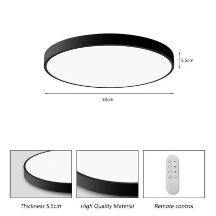 Immax NEO 07249L - Plafón LED regulable NEO LITE SEMPLICI LED/48W/230V 3000-6000K Wi-Fi Tuya negro + control remoto