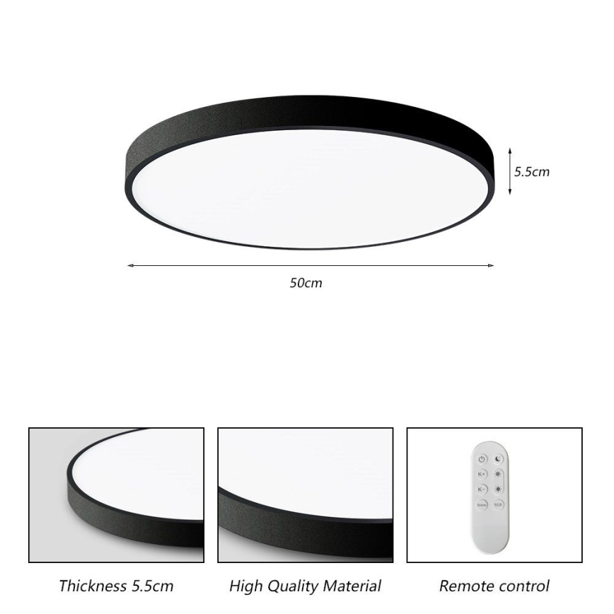 Immax NEO 07249L - Plafón LED regulable NEO LITE SEMPLICI LED/48W/230V 3000-6000K Wi-Fi Tuya negro + control remoto