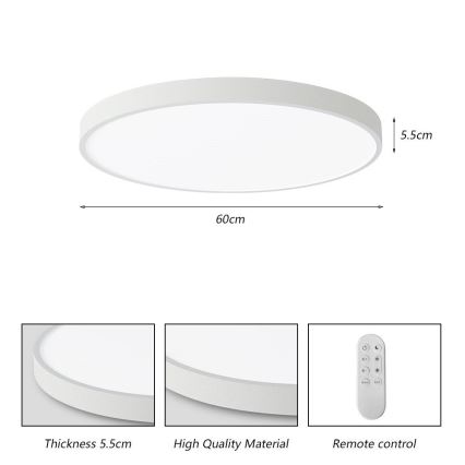 Immax NEO 07253L - Plafón LED regulable NEO LITE SEMPLICI LED/60W/230V 3000-6000K Wi-Fi Tuya blanco + control remoto