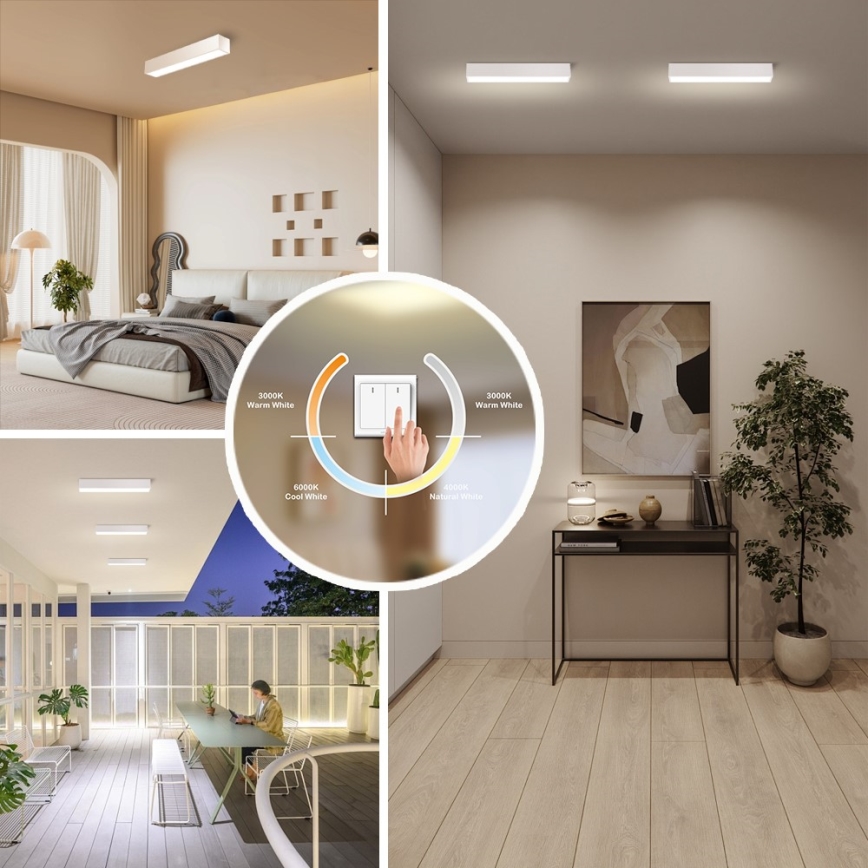 Immax NEO 07257L - Plafón LED regulable NEO LITE LUNGO LED/20W/230V 3000-6000K Wi-Fi Tuya blanco + control remoto