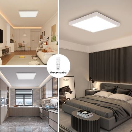 Immax NEO 07277L - Luz de techo LED regulable para baño NEO LITE FRAME LED/50W/230V IP44 Wi-Fi Tuya +remote mando blanco