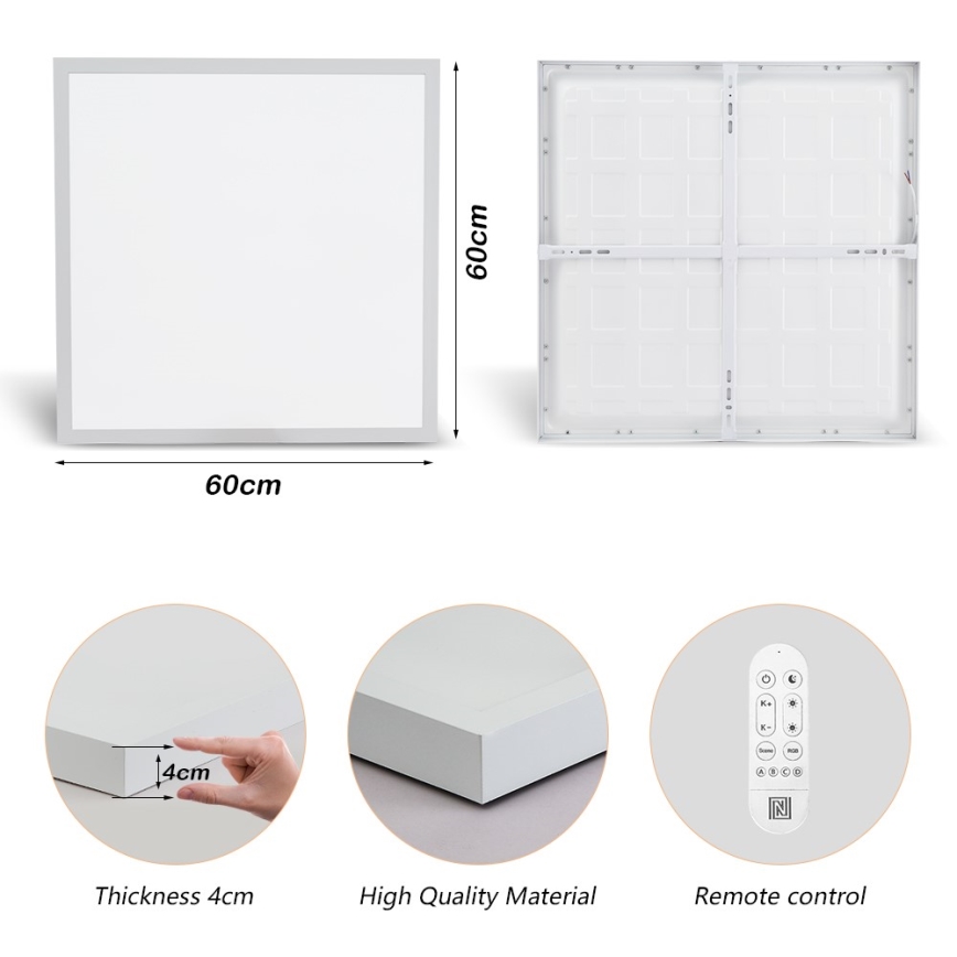 Immax NEO 07277L - Luz de techo LED regulable para baño NEO LITE FRAME LED/50W/230V IP44 Wi-Fi Tuya +remote mando blanco