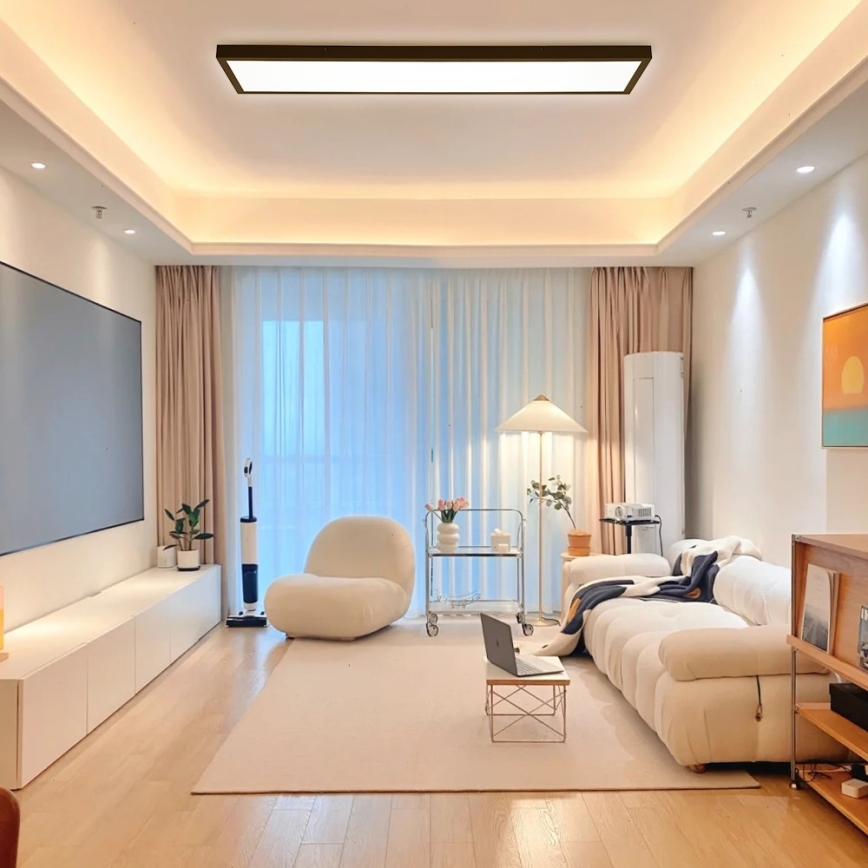 Immax NEO 07278L - Luz de techo LED regulable para baño NEO LITE FRAME LED/50W/230V IP44 Wi-Fi Tuya + control remoto negro
