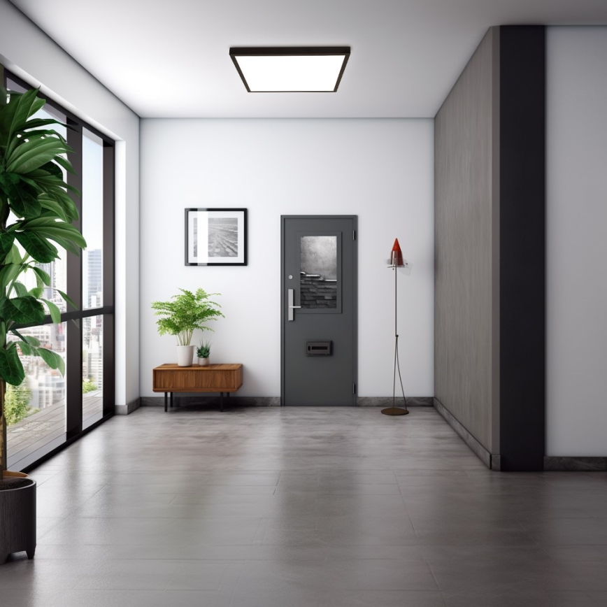 Immax NEO 07279L - Luz de techo LED regulable para baño NEO LITE FRAME LED/50W/230V IP44 Wi-Fi Tuya + control remoto negro