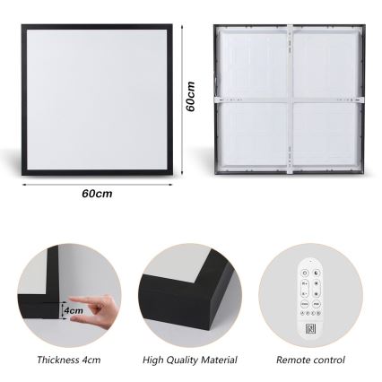 Immax NEO 07279L - Luz de techo LED regulable para baño NEO LITE FRAME LED/50W/230V IP44 Wi-Fi Tuya + control remoto negro