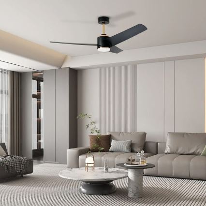 Immax NEO 07280L - Ventilador de techo LED BEAUTY LED/18W/230V Wi-Fi Tuya negro diá. 132 cm + control remoto