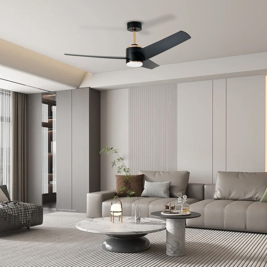Immax NEO 07280L - Ventilador de techo LED BEAUTY LED/18W/230V Wi-Fi Tuya negro diá. 132 cm + control remoto