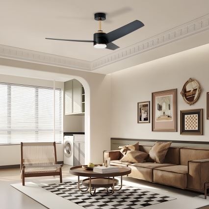Immax NEO 07280L - Ventilador de techo LED BEAUTY LED/18W/230V Wi-Fi Tuya negro diá. 132 cm + control remoto