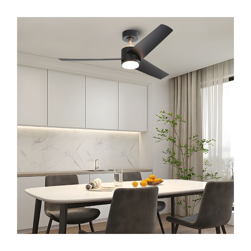 Immax NEO 07280L - Ventilador de techo LED BEAUTY LED/18W/230V Wi-Fi Tuya negro diá. 132 cm + control remoto