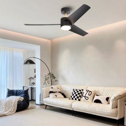 Immax NEO 07280L - Ventilador de techo LED BEAUTY LED/18W/230V Wi-Fi Tuya negro diá. 132 cm + control remoto