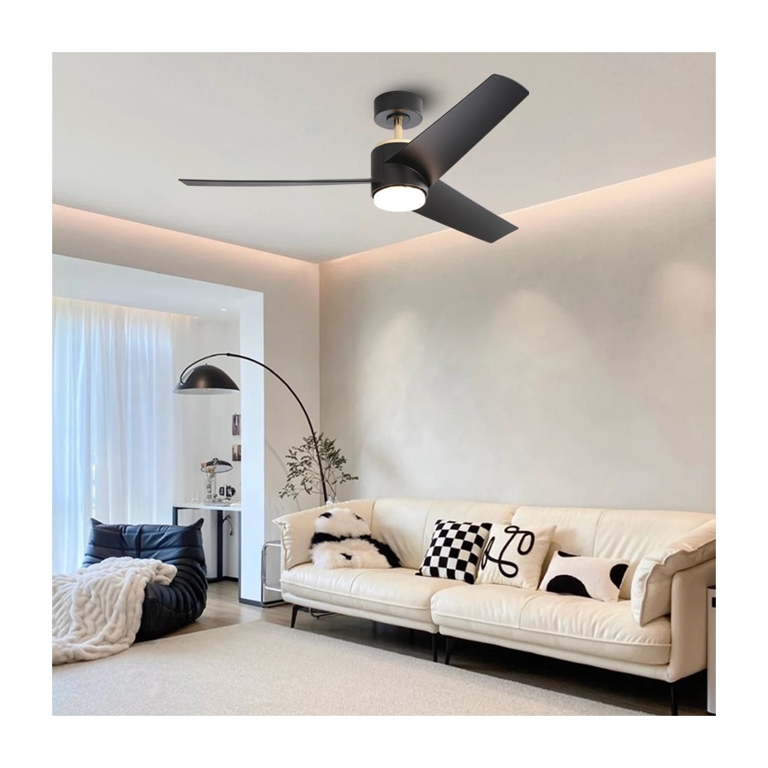 Immax NEO 07280L - Ventilador de techo LED BEAUTY LED/18W/230V Wi-Fi Tuya negro diá. 132 cm + control remoto