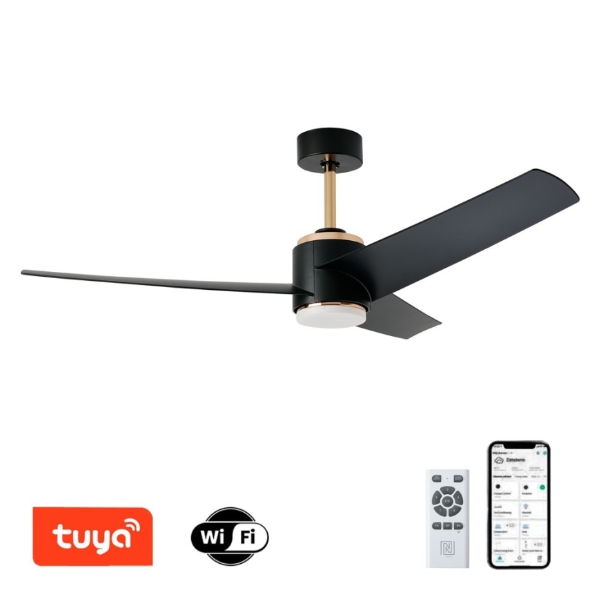Immax NEO 07280L - Ventilador de techo LED BEAUTY LED/18W/230V Wi-Fi Tuya negro diá. 132 cm + control remoto