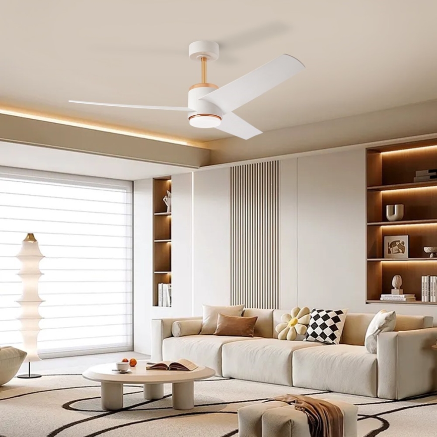 Immax NEO 07281L - Ventilador de techo regulable LED+CCT BEAUTY LED/18W/230V 3000/4000/6000K Wi-Fi Tuya Ø 132 cm + mando a distancia