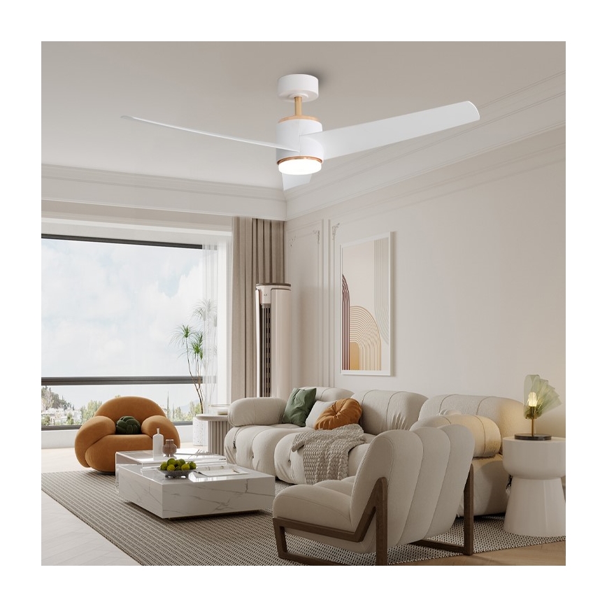 Immax NEO 07281L - Ventilador de techo regulable LED+CCT BEAUTY LED/18W/230V 3000/4000/6000K Wi-Fi Tuya Ø 132 cm + mando a distancia