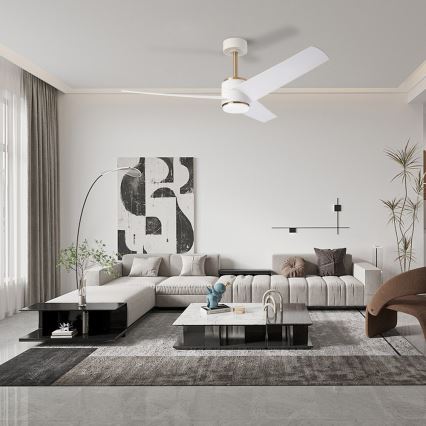 Immax NEO 07281L - Ventilador de techo regulable LED+CCT BEAUTY LED/18W/230V 3000/4000/6000K Wi-Fi Tuya Ø 132 cm + mando a distancia