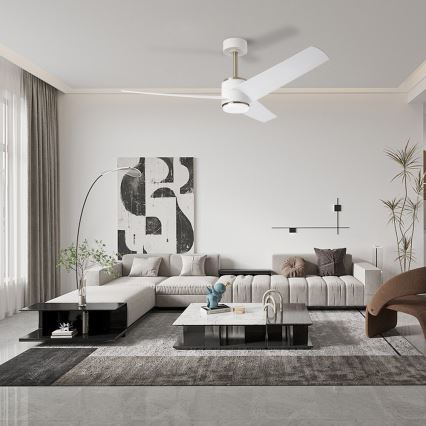 Immax NEO 07282L - LED+CCT Ventilador de techo regulable BEAUTY LED/18W/230V 3000/4000/6000K Wi-Fi Tuya diámetro 132 cm + mando a distancia