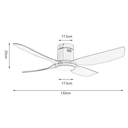 Immax NEO 07282L - Ventilador de techo con luz LED+CCT regulable PURE LED/24W/230V 3000/4000/6000K Wi-Fi Tuya + mando a distancia