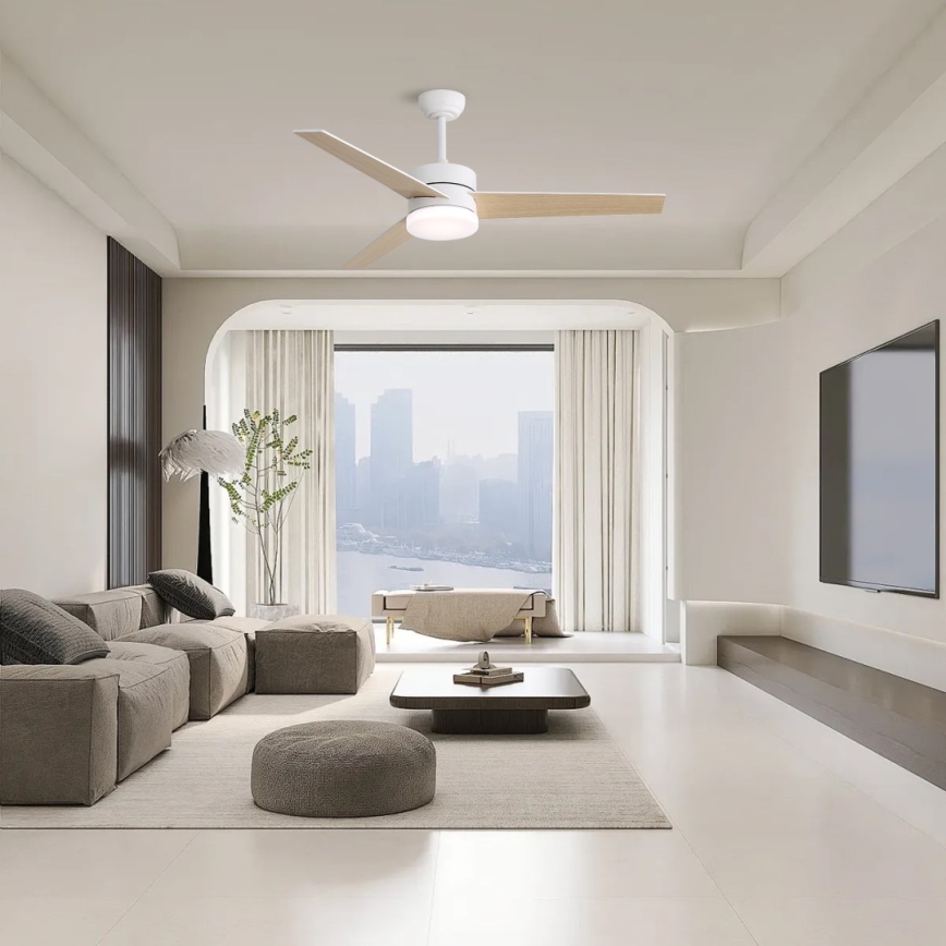 Immax NEO 07284L - ventilador de techo regulable LED+CCT VARIABLE LED/24W/230V 3000/4000/6000K Wi-Fi Tuya diámetro 132 cm + mando a distancia