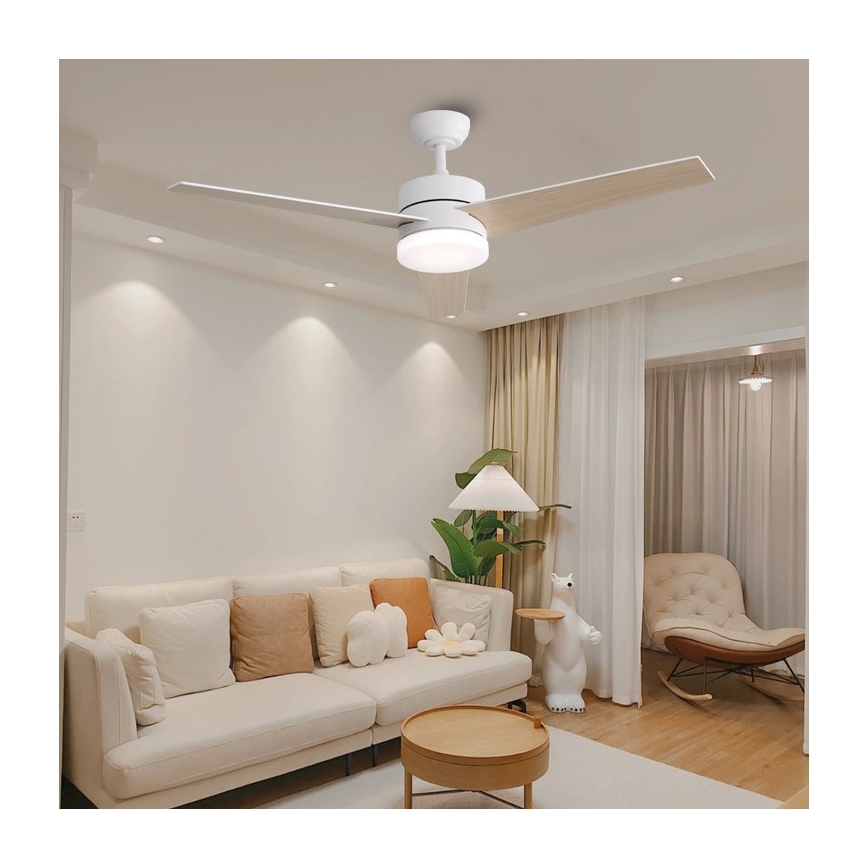 Immax NEO 07284L - ventilador de techo regulable LED+CCT VARIABLE LED/24W/230V 3000/4000/6000K Wi-Fi Tuya diámetro 132 cm + mando a distancia