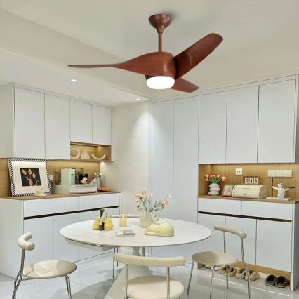 Immax NEO 07286L - Ventilador de techo LED WAVE/18W/230V Wi‑Fi Tuya, marrón Ø 132 cm + mando a distancia