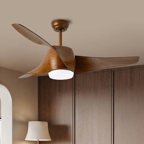 Immax NEO 07286L - Ventilador de techo LED regulable WAVE LED/18W/230V Wi-Fi Tuya marrón + control remoto
