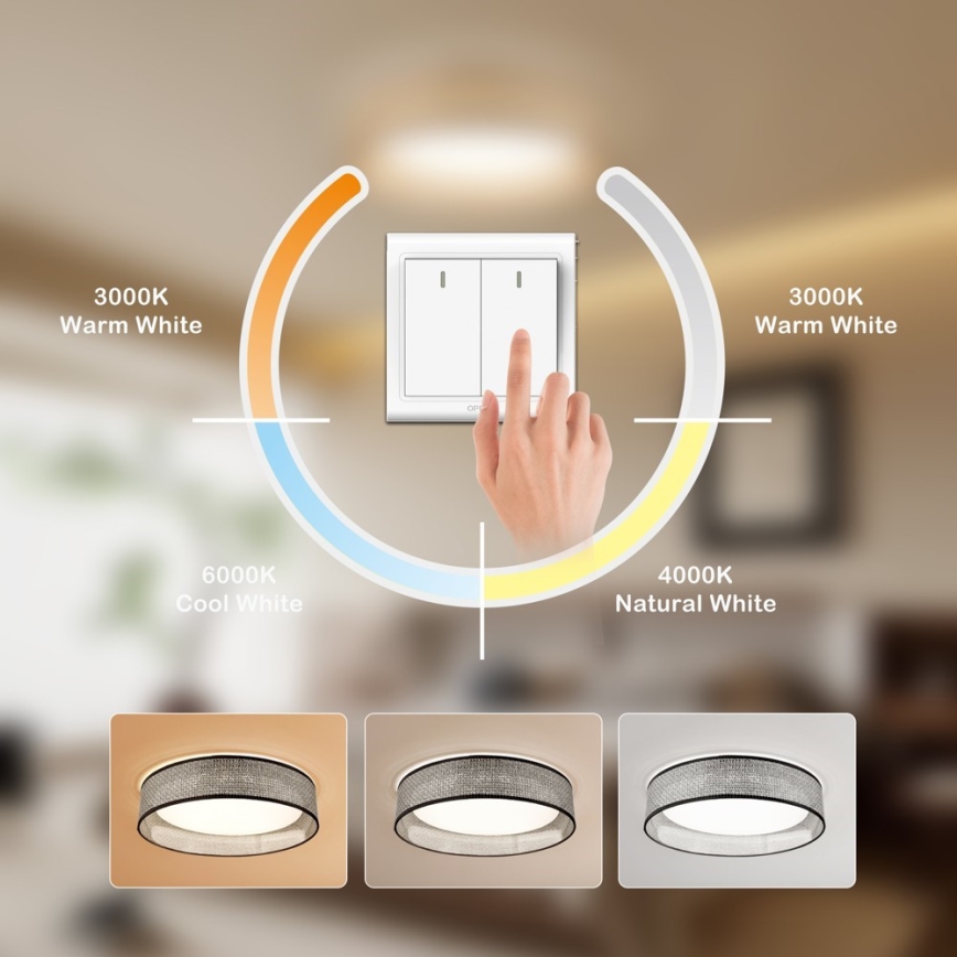Immax NEO 07287L - LED+CCT Luminaria de techo regulable LONA LED/36W/230V 3000-6000K Wi-Fi Tuya Ø 45,5 cm + mando a distancia