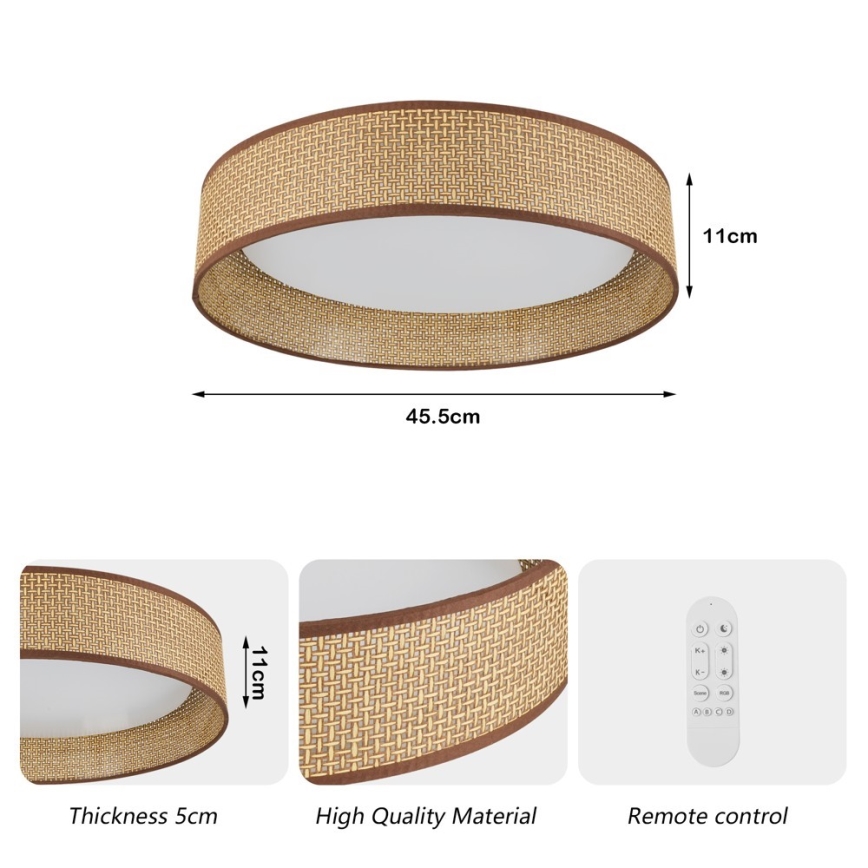 Immax NEO 07288L - Luminaria de techo regulable LED+CCT LONA LED/36W/230V 3000-6000K Wi-Fi Tuya Ø 45,5 cm + mando a distancia