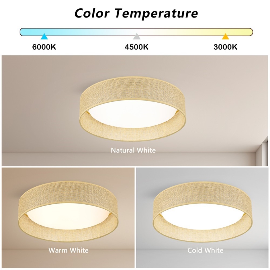 Immax NEO 07289L - LED+CCT Luminaria de techo regulable LONA LED/36W/230V 3000-6000K Wi-Fi Tuya Ø 45,5 cm + mando a distancia