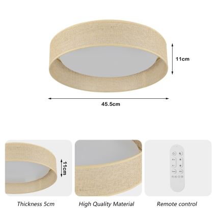 Immax NEO 07289L - LED+CCT Luminaria de techo regulable LONA LED/36W/230V 3000-6000K Wi-Fi Tuya Ø 45,5 cm + mando a distancia