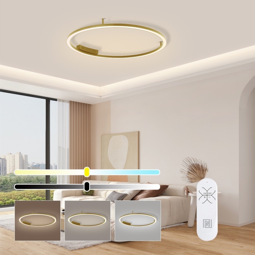 Immax NEO 07291-80G - LED+CCT Lámpara de techo regulable FINO LED/55W/230V 2700-6500K Tuya, diámetro 80 cm + control remoto