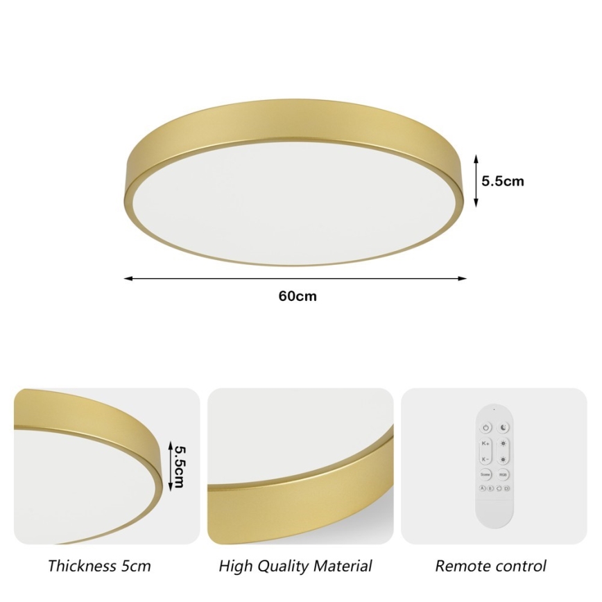 Immax NEO 07293L - Luminaria de techo regulable LED+CCT SEMPLICI LED/60W/230V 2700-6500K Ø 60 cm + control remoto