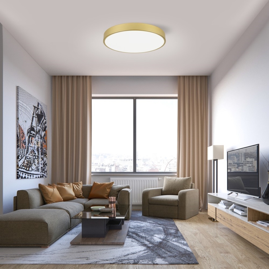 Immax NEO 07293L - Luminaria de techo LED regulable NEO LITE SEMPLICI LED/60W/230V 3000–6000K Ø 60 cm Wi‑Fi Tuya dorada + mando a distancia