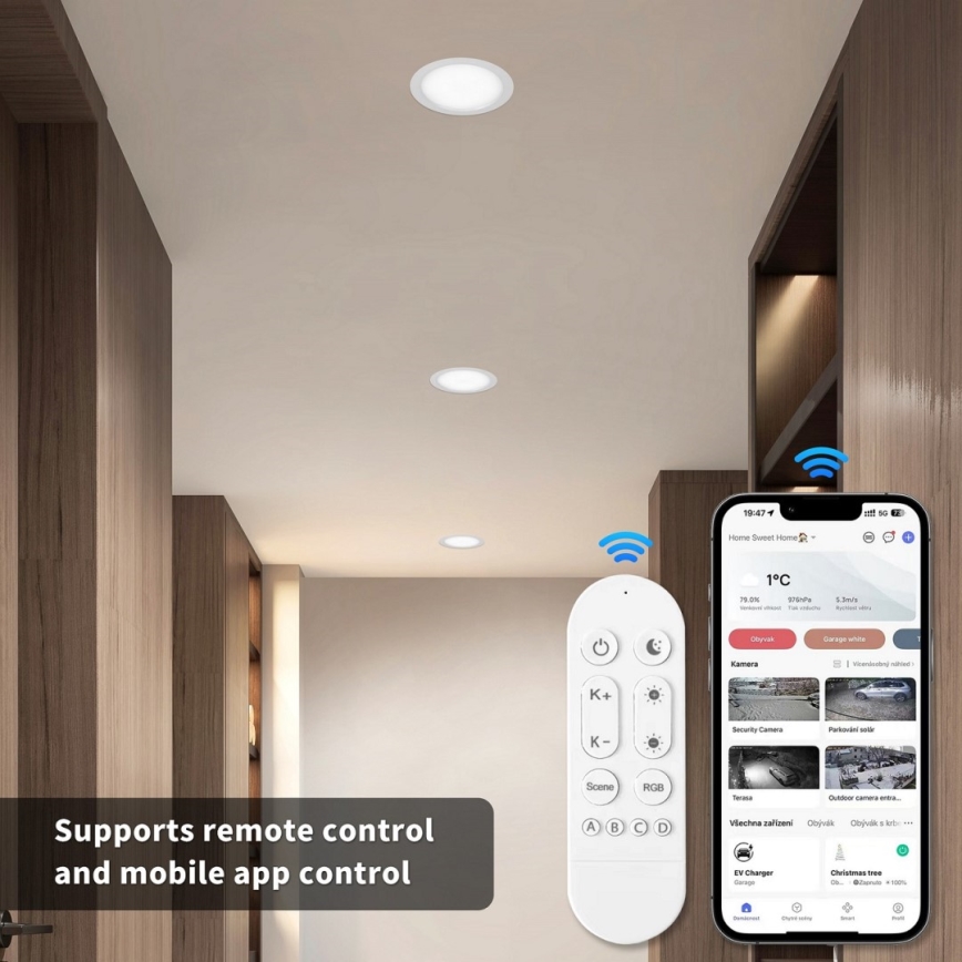 Immax NEO 07294L - Downlight empotrable LED regulable, 36W/230V, Wi‑Fi, Ø 23 cm, blanco