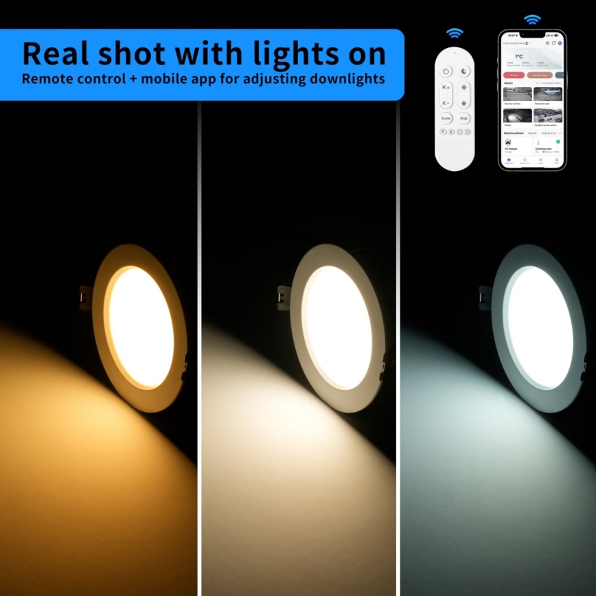 Immax NEO 07294L - Downlight LED empotrable regulable DOWN LED/36W/230V Wi‑Fi Ø 23 cm negro