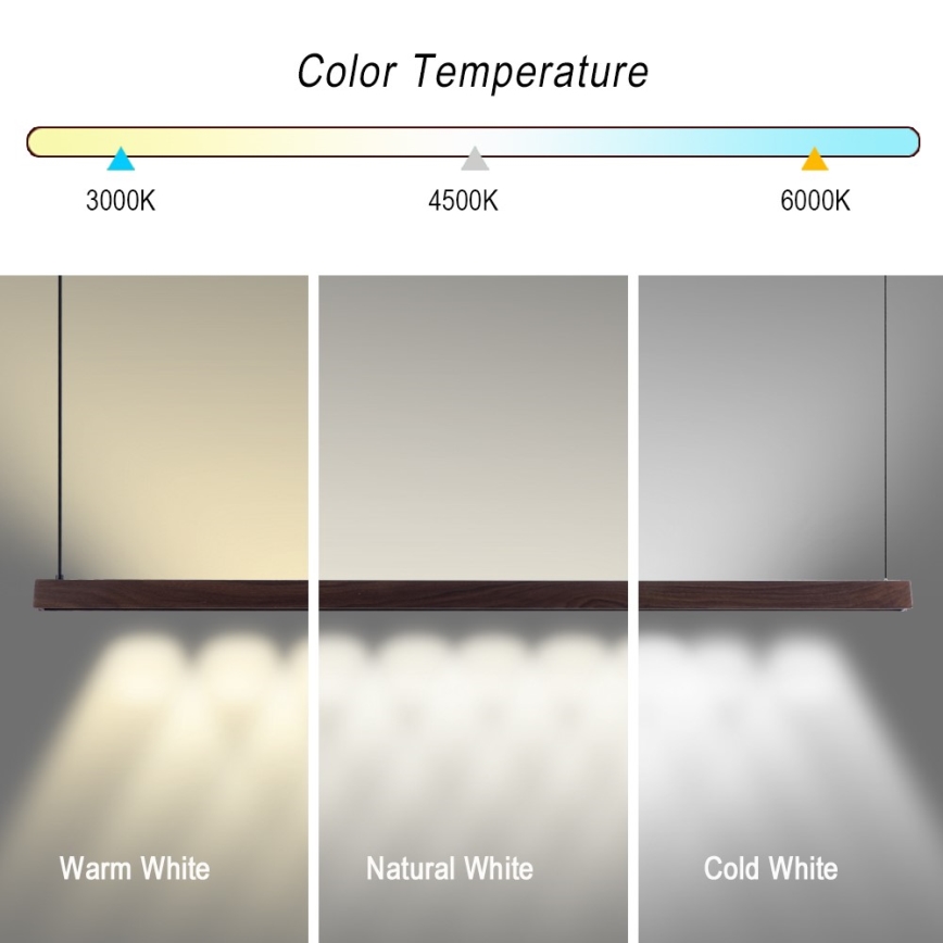 Immax NEO 07301L - Lámpara colgante LED regulable con cable MADEIRA LED/33W/230V Wi-Fi Tuya 152 cm nogal + mando a distancia