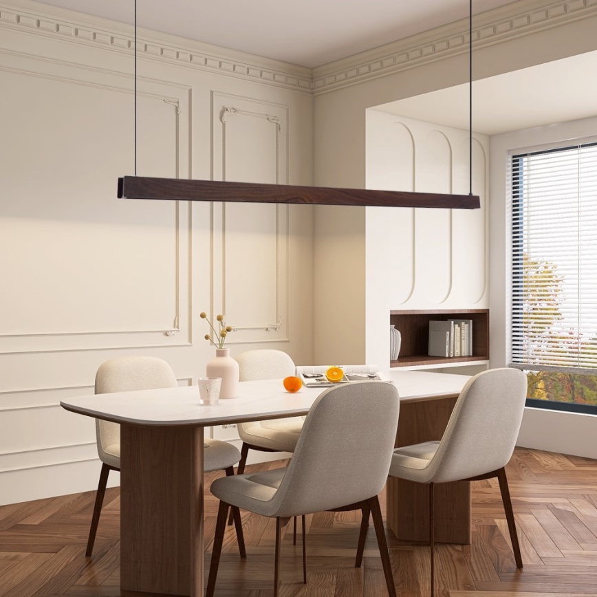 Immax NEO 07301L - Lámpara colgante LED regulable con cable MADEIRA LED/33W/230V Wi-Fi Tuya 152 cm nogal + mando a distancia