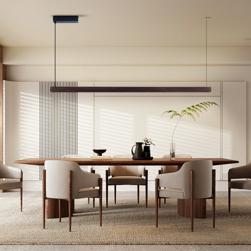 Immax NEO 07302L - Lámpara colgante LED regulable suspendida por cable MADEIRA LED/44W/230V Wi-Fi Tuya 202 cm nogal + mando a distancia