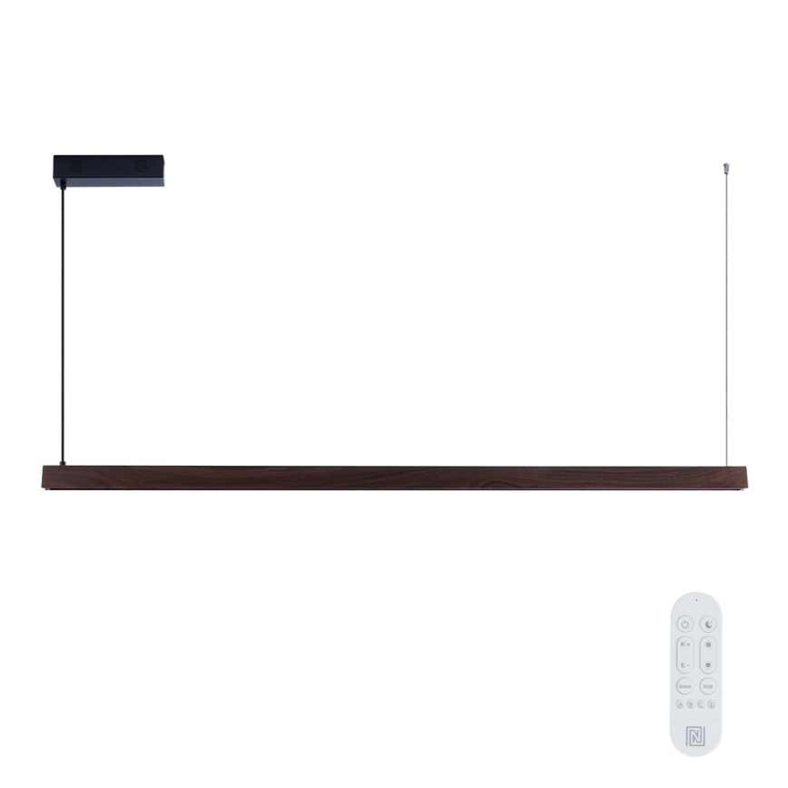 Immax NEO 07302L - Lámpara colgante LED regulable suspendida por cable MADEIRA LED/44W/230V Wi-Fi Tuya 202 cm nogal + mando a distancia