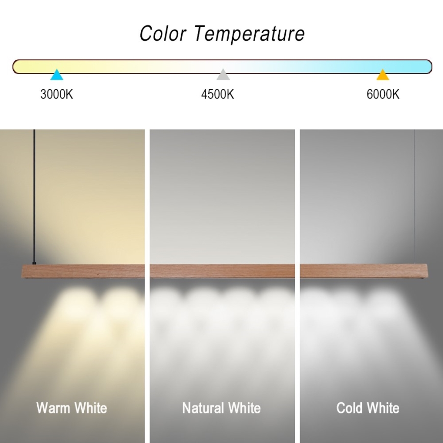 Immax NEO 07304L - Lámpara colgante LED regulable con cable MADEIRA LED/33W/230V Wi-Fi Tuya 152 cm roble + mando a distancia