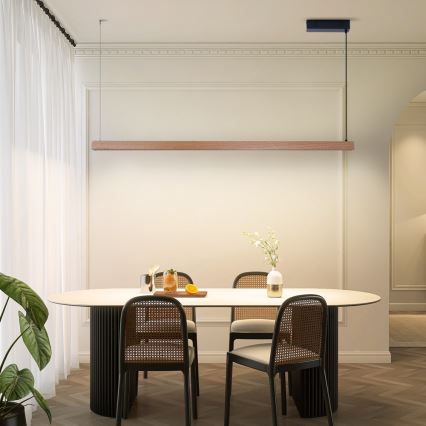 Immax NEO 07304L - Lámpara colgante LED regulable con cable MADEIRA LED/33W/230V Wi-Fi Tuya 152 cm roble + mando a distancia