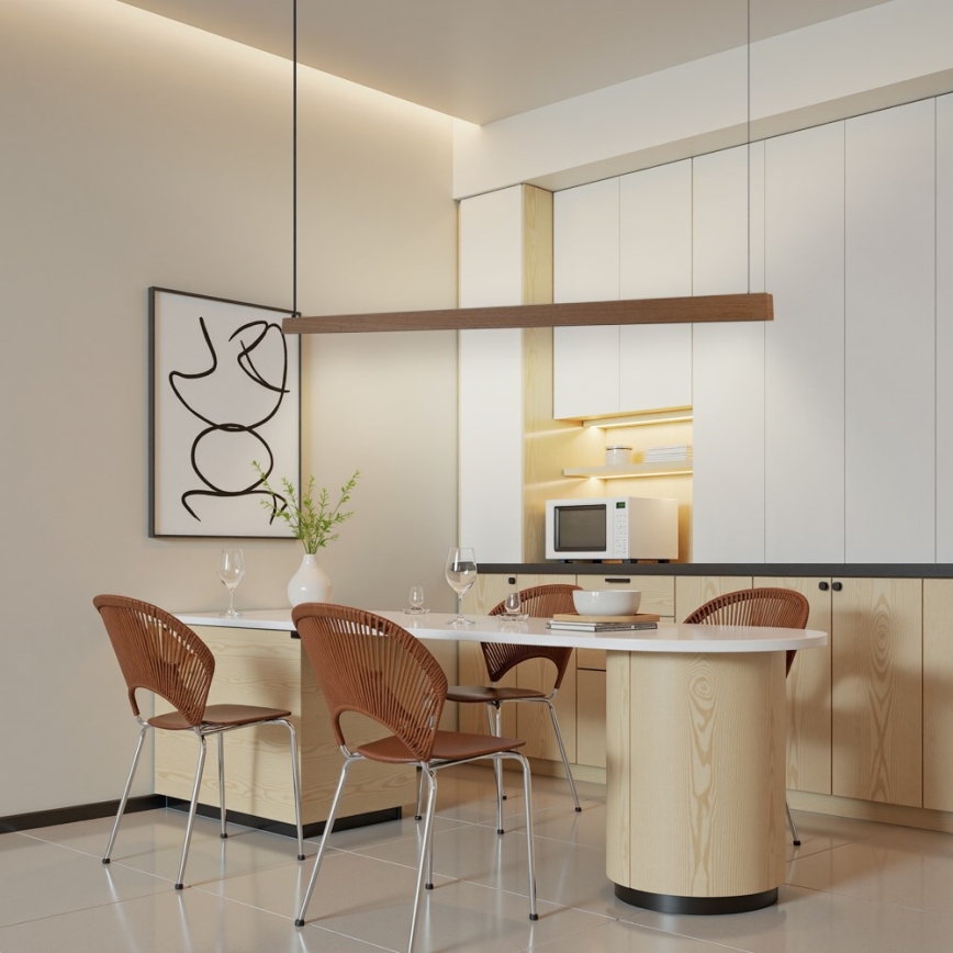 Immax NEO 07304L - Lámpara colgante LED regulable con cable MADEIRA LED/33W/230V Wi-Fi Tuya 152 cm roble + mando a distancia