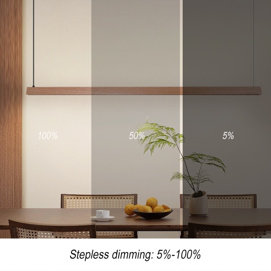 Immax NEO 07305L - Lámpara colgante LED regulable con cable MADEIRA LED/44W/230V Wi‑Fi Tuya 202 cm roble + mando a distancia