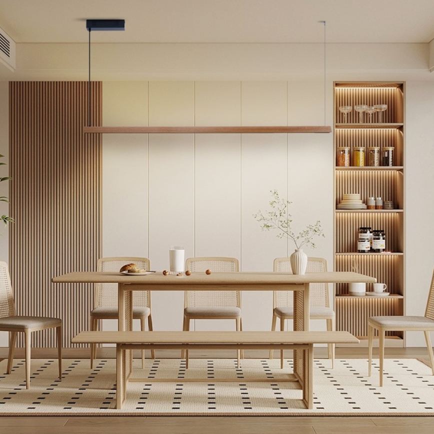 Immax NEO 07305L - Lámpara colgante LED regulable con cable MADEIRA LED/44W/230V Wi‑Fi Tuya 202 cm roble + mando a distancia