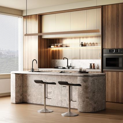 Immax NEO 07305L - Lámpara colgante LED regulable con cable MADEIRA LED/44W/230V Wi‑Fi Tuya 202 cm roble + mando a distancia