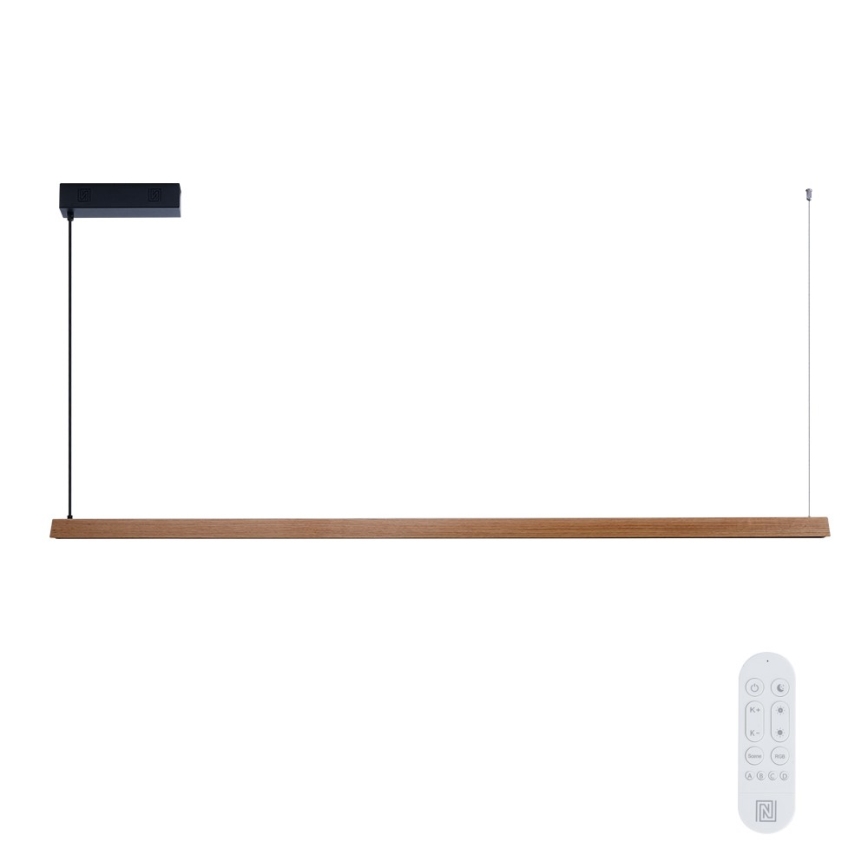 Immax NEO 07305L - Lámpara colgante LED regulable con cable MADEIRA LED/44W/230V Wi‑Fi Tuya 202 cm roble + mando a distancia